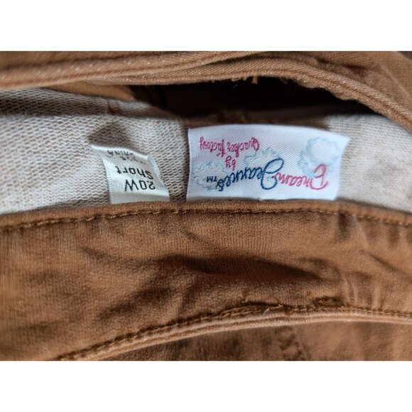 Quacker Factory DreamJeannes Brown Stretch Jeans Rhinestone Heart Size 20W Short - Picture 3 of 8